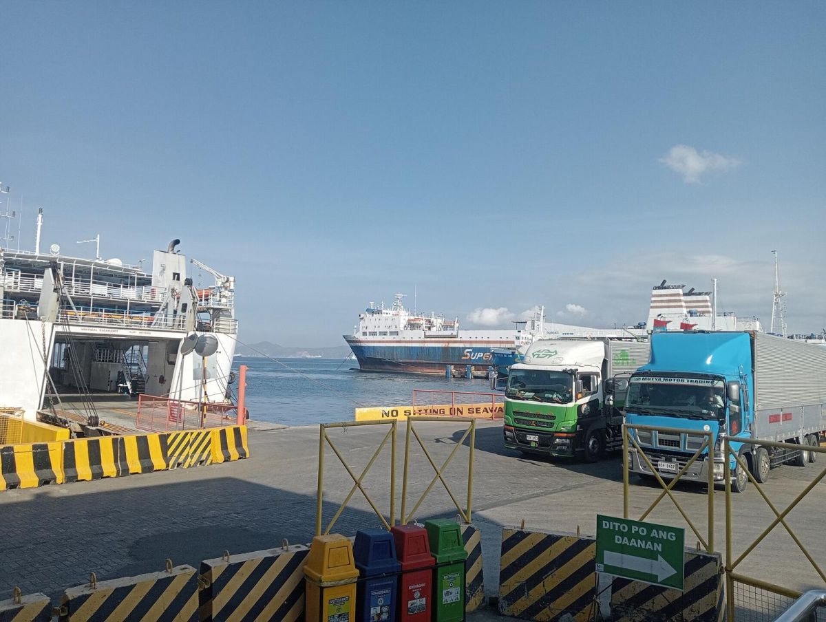 Cargo trucks and roll-on roll-off ferries at Batangas International Port