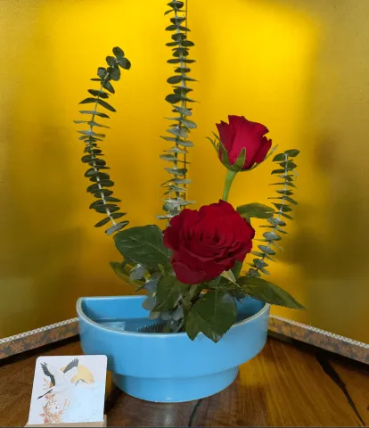 Ikebana arrangement made in a lesson