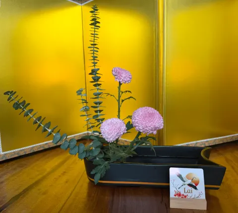 Ikebana arrangement made in a lesson