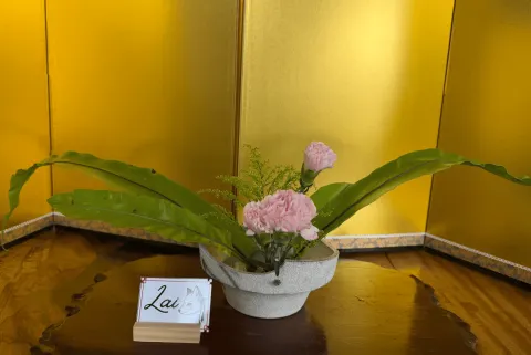 Ikebana arrangement made in a lesson