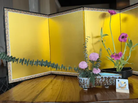 Ikebana arrangement made in a lesson