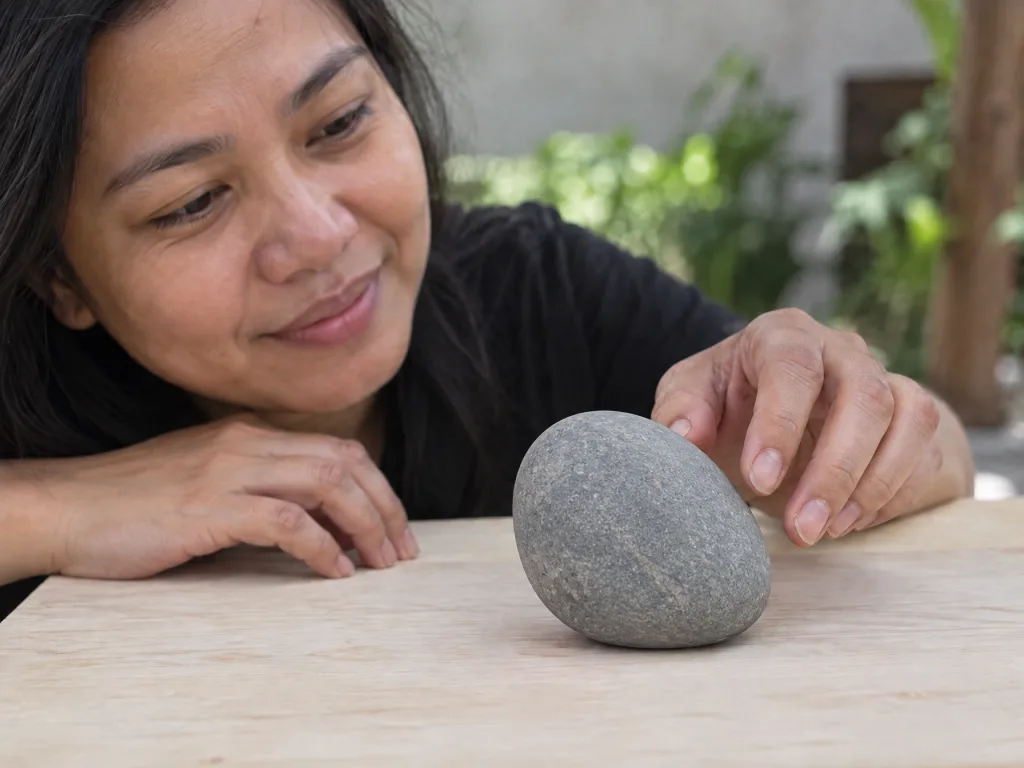 Illustrative AI image: a plain unpainted smooth stone